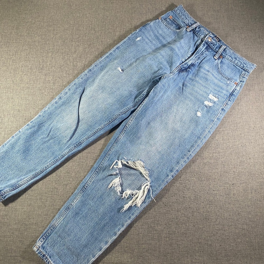 GAP‎ Denim Mom Jeans Distressed Light Wash Size 6 28